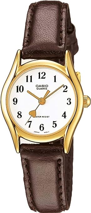 Montre à quartz Casio pour femme, affichage analogique et cuir 