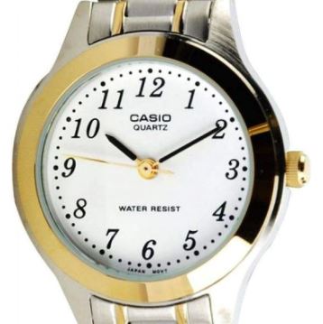 Casio LTP-1128G-7BRDF Montre vintage avec bracelet en acier inoxydable argenté et doré pour femme 