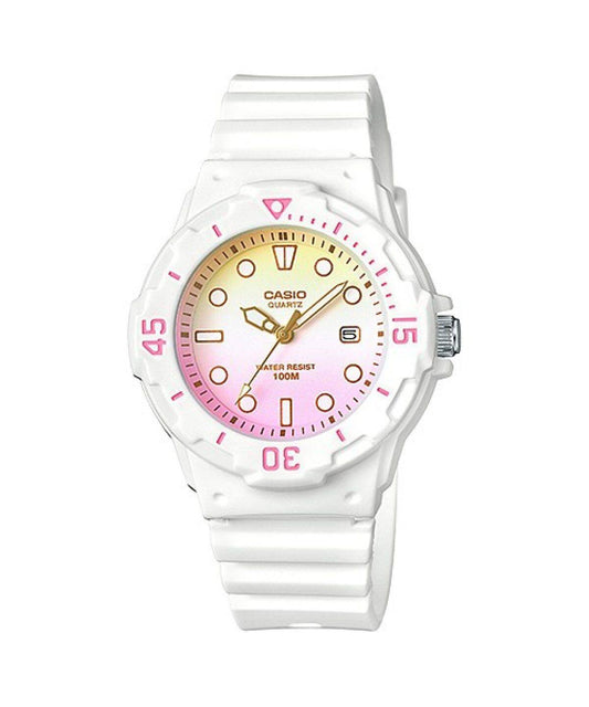 Montre à quartz Casio pour femme, affichage analogique et résine LRW-200H-4E2VDR 